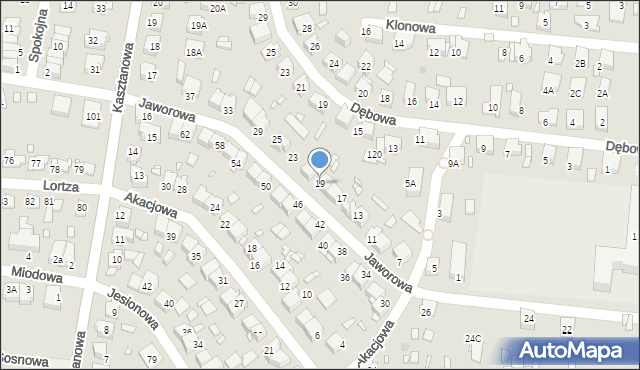 Piekary Śląskie, Jaworowa, 19, mapa Piekary Śląskie