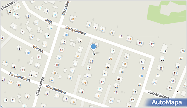 Piekoszów, Jarzębinowa, 14, mapa Piekoszów