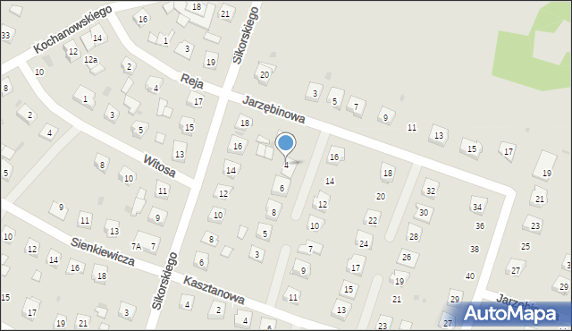 Piekoszów, Jarzębinowa, 4, mapa Piekoszów