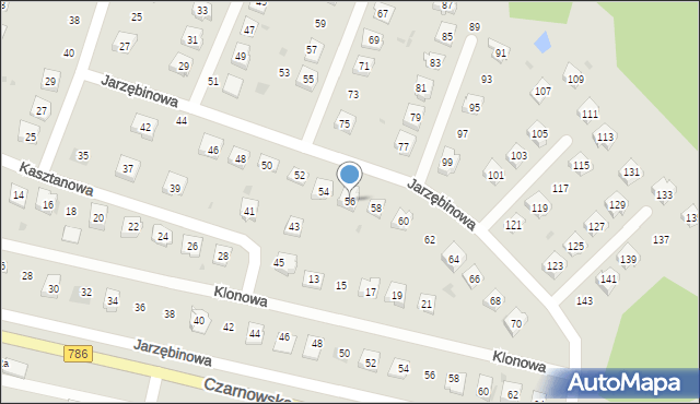 Piekoszów, Jarzębinowa, 56, mapa Piekoszów