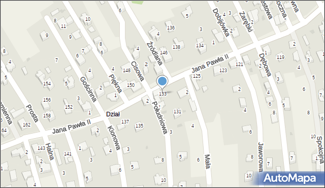 Pietrzykowice, Jana Pawła II, 133, mapa Pietrzykowice