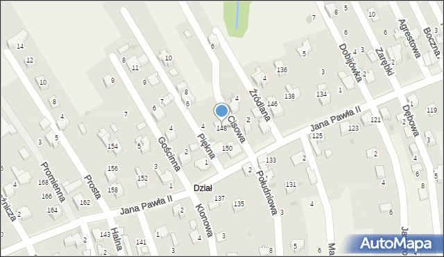 Pietrzykowice, Jana Pawła II, 148, mapa Pietrzykowice