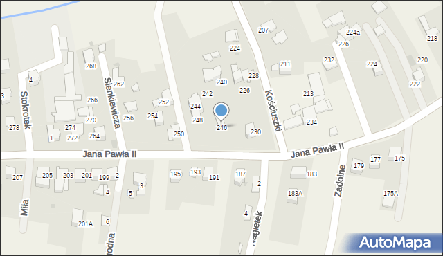 Pietrzykowice, Jana Pawła II, 246, mapa Pietrzykowice