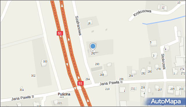 Pietrzykowice, Jana Pawła II, 292, mapa Pietrzykowice