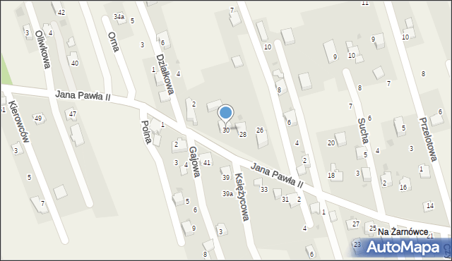 Pietrzykowice, Jana Pawła II, 30, mapa Pietrzykowice