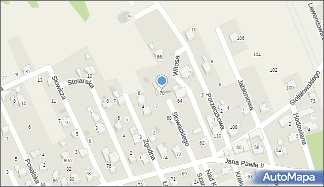 Pietrzykowice, Jana Pawła II, 70, mapa Pietrzykowice