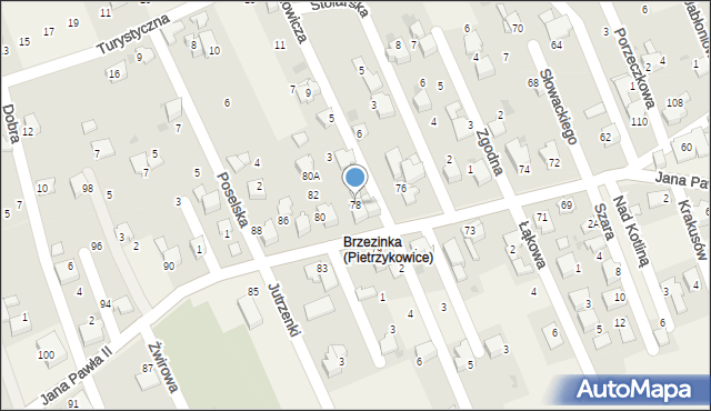 Pietrzykowice, Jana Pawła II, 78, mapa Pietrzykowice
