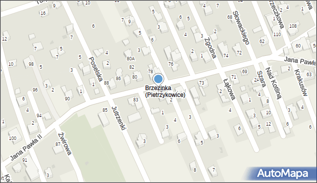 Pietrzykowice, Jana Pawła II, 79, mapa Pietrzykowice
