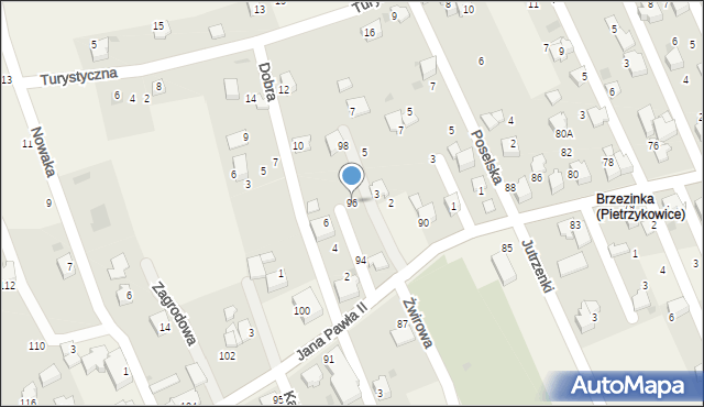 Pietrzykowice, Jana Pawła II, 96, mapa Pietrzykowice