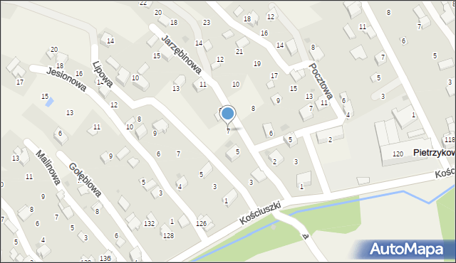 Pietrzykowice, Jarzębinowa, 7, mapa Pietrzykowice