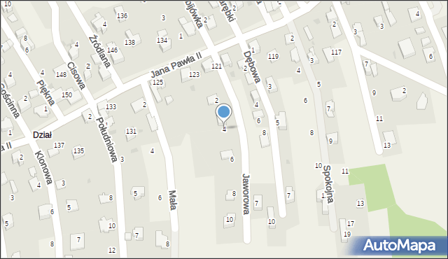 Pietrzykowice, Jaworowa, 4, mapa Pietrzykowice