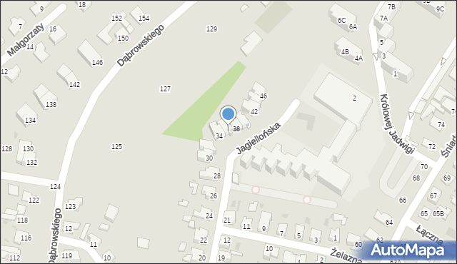 Piła, Jagiellońska, 36, mapa Piły