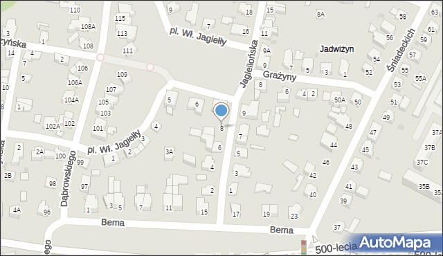 Piła, Jagiellońska, 8, mapa Piły