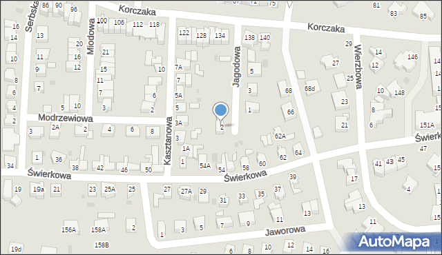 Piła, Jagodowa, 2, mapa Piły