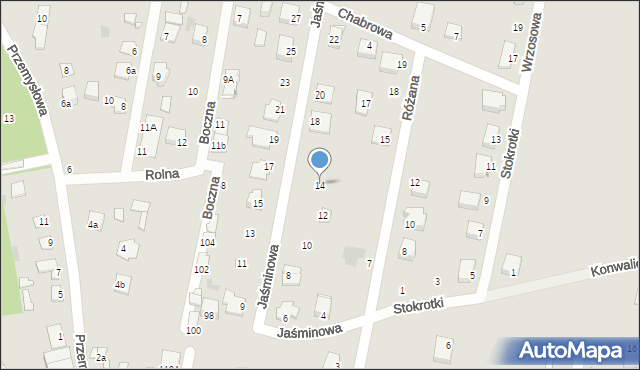 Pilawa, Jaśminowa, 14, mapa Pilawa