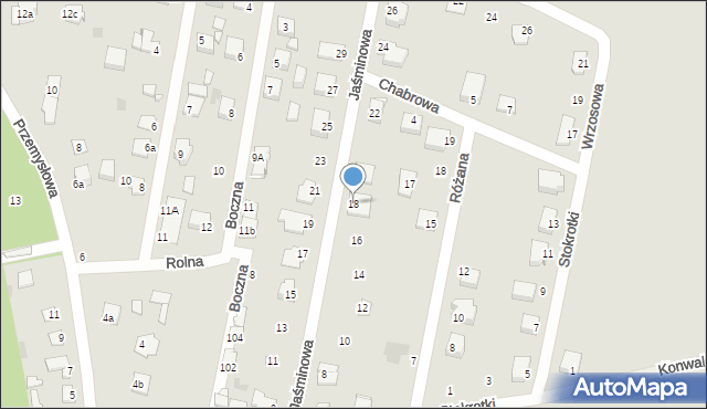 Pilawa, Jaśminowa, 18, mapa Pilawa