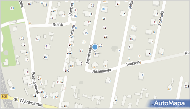 Pilawa, Jaśminowa, 8, mapa Pilawa