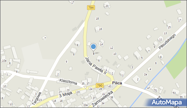 Pilica, Jana Pawła II, 8, mapa Pilica