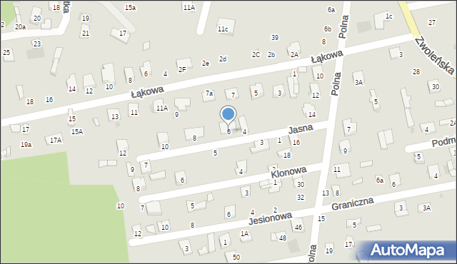 Pionki, Jasna, 6, mapa Pionki