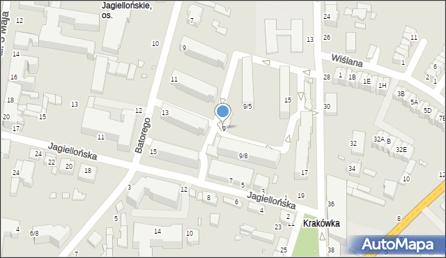 Piotrków Trybunalski, Jagiellońska, 9, mapa Piotrków Trybunalski