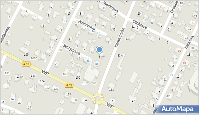 Piotrków Trybunalski, Jarzynowa, 9, mapa Piotrków Trybunalski