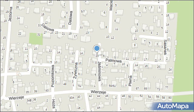 Piotrków Trybunalski, Jaśminowa, 13, mapa Piotrków Trybunalski