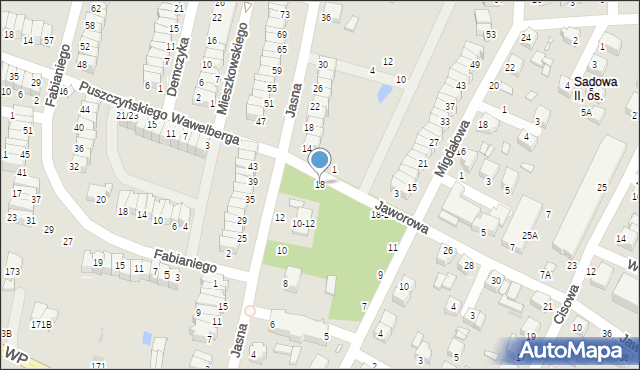 Piotrków Trybunalski, Jaworowa, 18, mapa Piotrków Trybunalski
