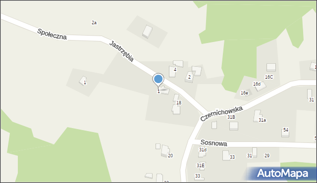 Pisarzowice, Jastrzębia, 1, mapa Pisarzowice