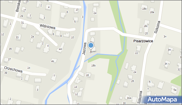 Pisarzowice, Jazowa, 20, mapa Pisarzowice