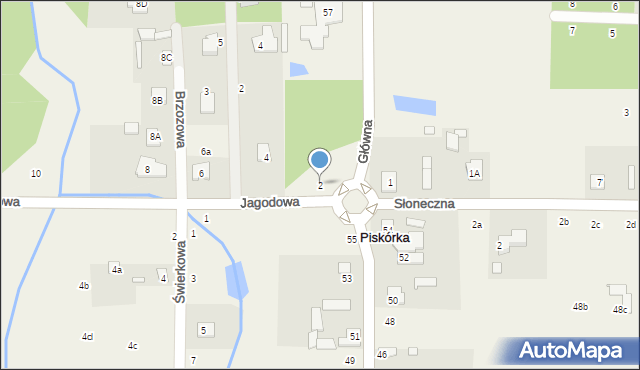Piskórka, Jagodowa, 2, mapa Piskórka
