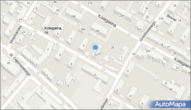 Płock, Jakubowskiego Jana Zygmunta, 11, mapa Płock