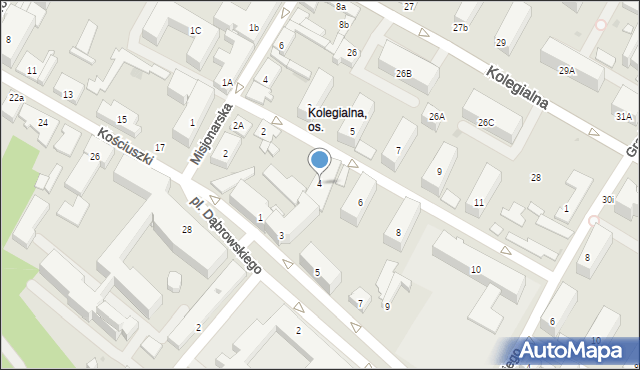 Płock, Jakubowskiego Jana Zygmunta, 4, mapa Płock