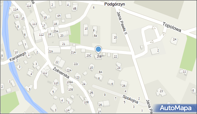 Podgórzyn, Jana Pawła II, 20B, mapa Podgórzyn