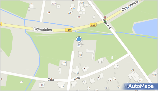 Podkowa Leśna, Jaskółcza, 20, mapa Podkowa Leśna