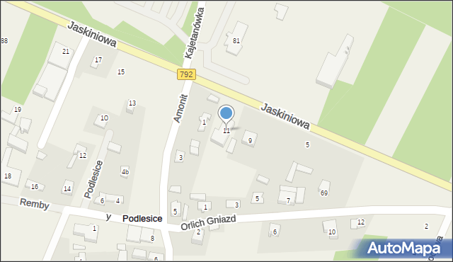 Podlesice, Jaskiniowa, 11, mapa Podlesice