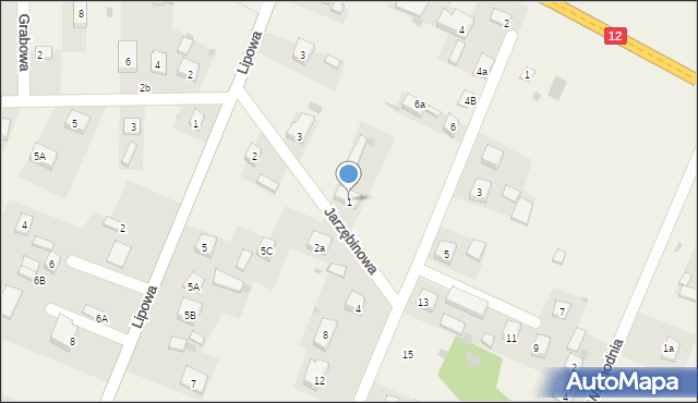 Poniatów, Jarzębinowa, 1, mapa Poniatów