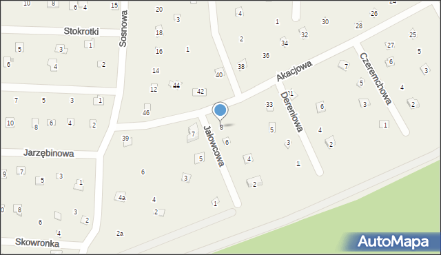 Popowo-Parcele, Jałowcowa, 8, mapa Popowo-Parcele