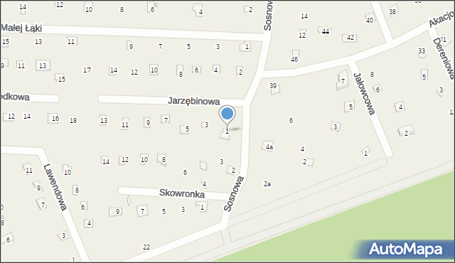 Popowo-Parcele, Jarzębinowa, 1, mapa Popowo-Parcele
