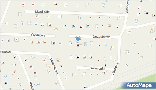 Popowo-Parcele, Jarzębinowa, 11, mapa Popowo-Parcele