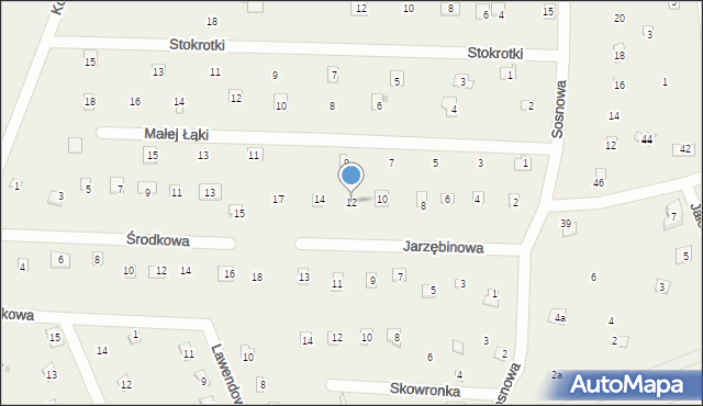 Popowo-Parcele, Jarzębinowa, 12, mapa Popowo-Parcele