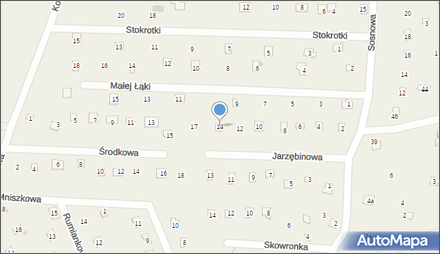 Popowo-Parcele, Jarzębinowa, 14, mapa Popowo-Parcele