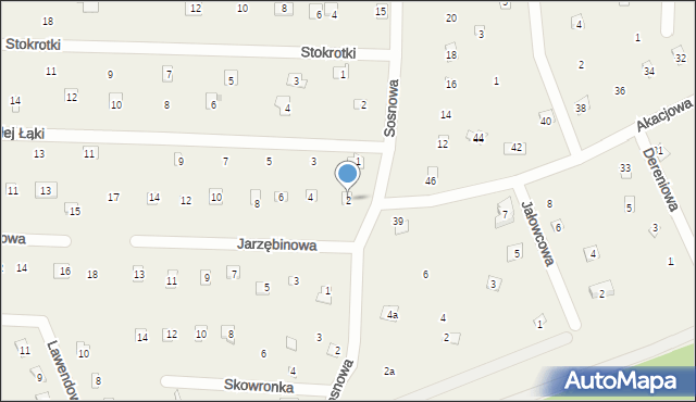 Popowo-Parcele, Jarzębinowa, 2, mapa Popowo-Parcele