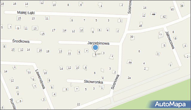 Popowo-Parcele, Jarzębinowa, 5, mapa Popowo-Parcele