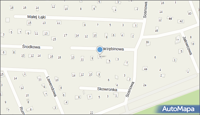 Popowo-Parcele, Jarzębinowa, 7, mapa Popowo-Parcele