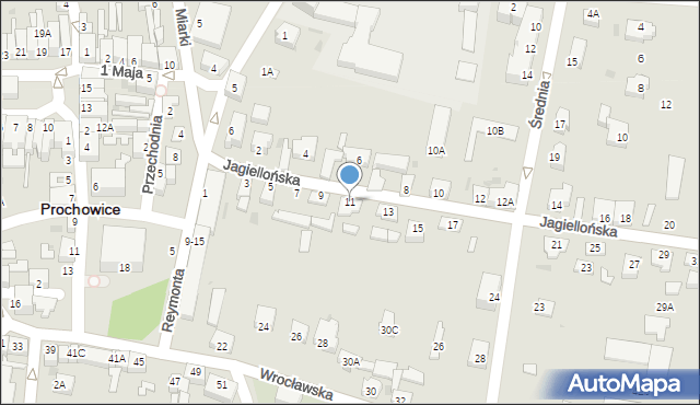 Prochowice, Jagiellońska, 11, mapa Prochowice