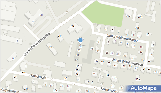 Pruszcz Gdański, Janka Wiśniewskiego, 51, mapa Pruszcz Gdański