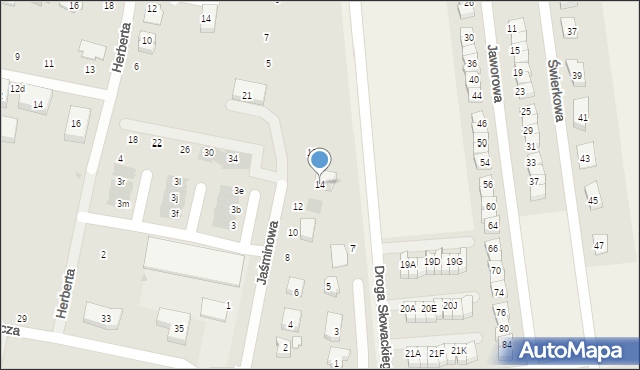 Pruszcz Gdański, Jaśminowa, 14, mapa Pruszcz Gdański