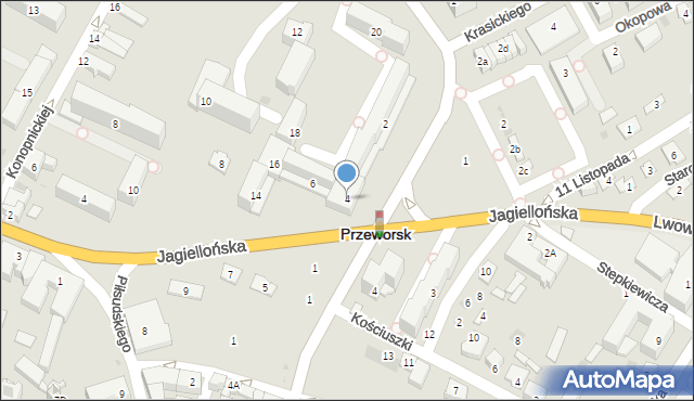 Przeworsk, Jagiellońska, 4, mapa Przeworsk
