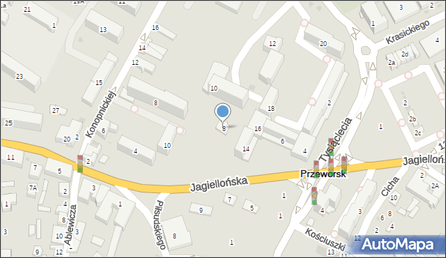 Przeworsk, Jagiellońska, 8, mapa Przeworsk