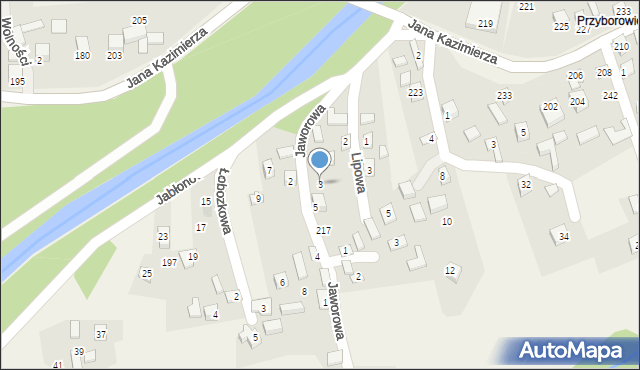 Przyborów, Jaworowa, 3, mapa Przyborów